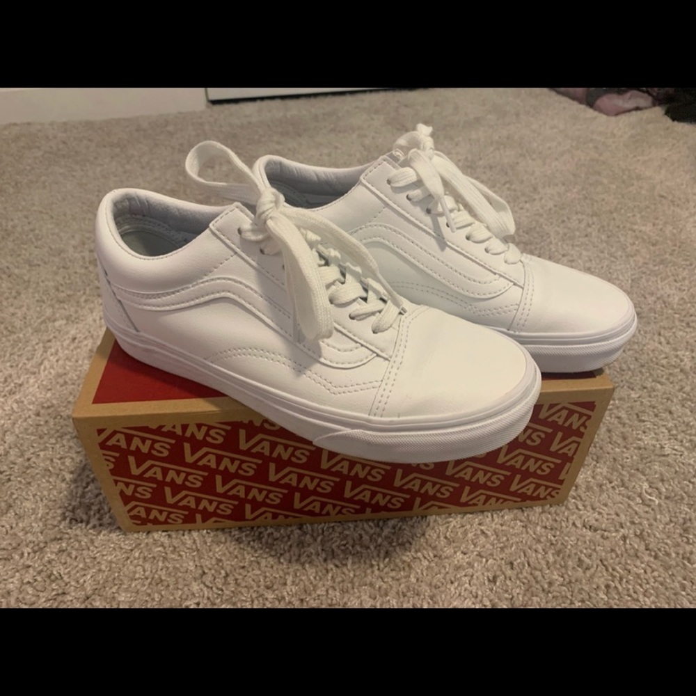 White leather vans old skool